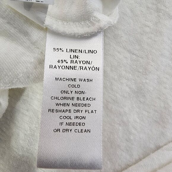 Ann Taylor Loft Womens Top Large White Sleeveless Linen Blend Crochet Round Neck - Picture 8 of 9